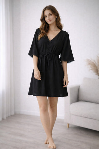 Solid Color Short Cover-Up Dress