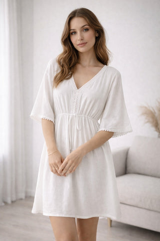 Solid Color Short Cover-Up Dress