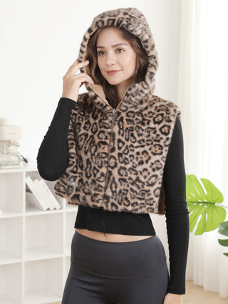 Leopard Pattern Faux Fur Vest