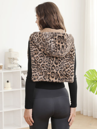 Leopard Pattern Faux Fur Vest