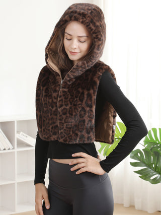Leopard Pattern Faux Fur Vest