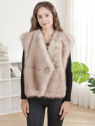 Solid Color Faux Fur Vest