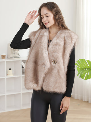 Solid Color Faux Fur Vest