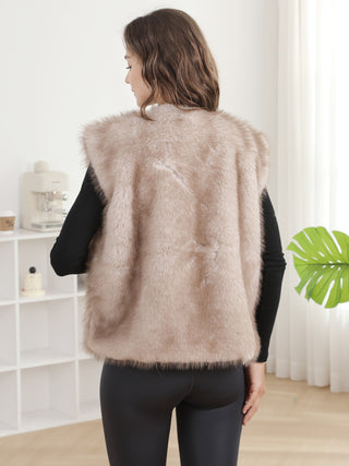 Solid Color Faux Fur Vest