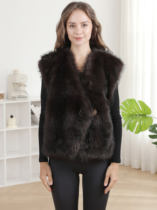 Solid Color Faux Fur Vest