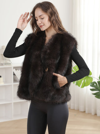 Solid Color Faux Fur Vest