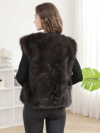 Solid Color Faux Fur Vest