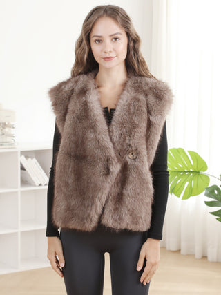 Solid Color Faux Fur Vest