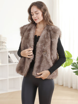 Solid Color Faux Fur Vest