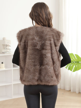 Solid Color Faux Fur Vest