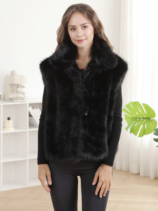 Solid Color Faux Fur Vest