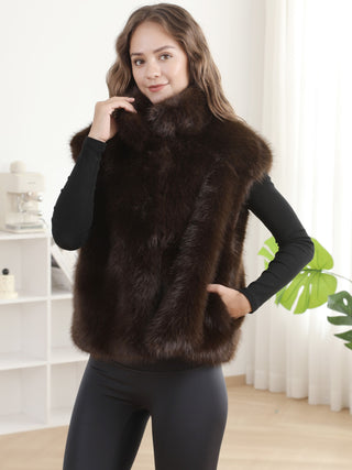Solid Color Faux Fur Vest