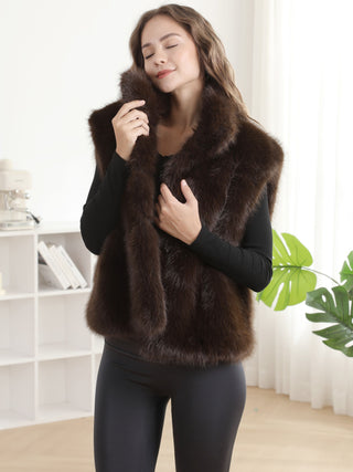 Solid Color Faux Fur Vest
