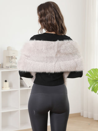 Solid Color Faux Fur Shawl Capelet