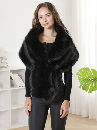 Solid Color Faux Fur Shawl Capelet