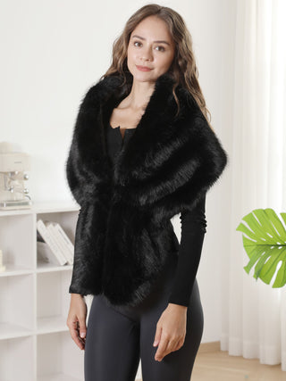 Solid Color Faux Fur Shawl Capelet