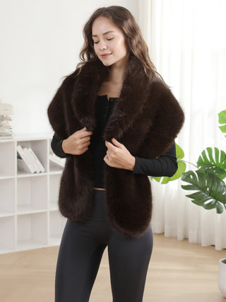 Solid Color Faux Fur Shawl Capelet
