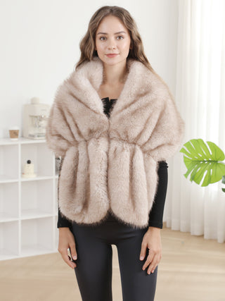 Solid Color Faux Fur Shawl Capelet