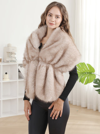 Solid Color Faux Fur Shawl Capelet