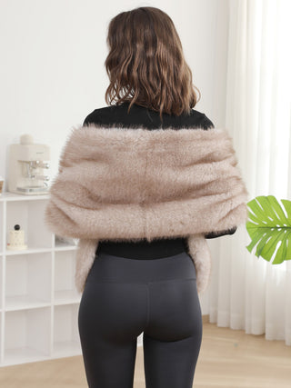 Solid Color Faux Fur Shawl Capelet