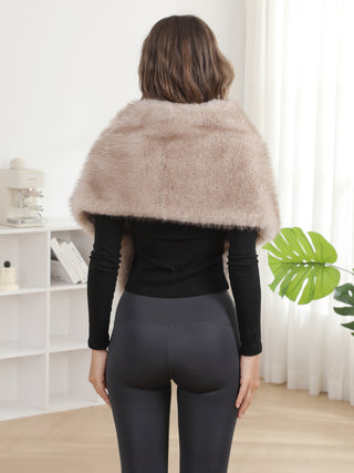 Solid Color Faux Fur Shawl Capelet