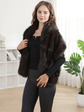 Solid Color Faux Fur Shawl Capelet