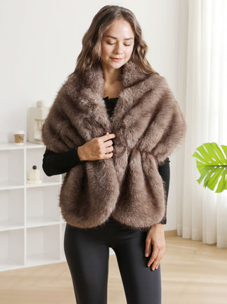 Solid Color Faux Fur Shawl Capelet