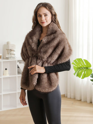 Solid Color Faux Fur Shawl Capelet