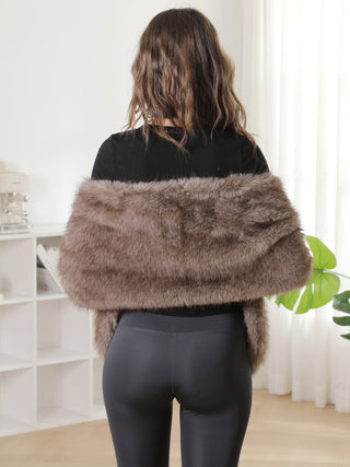 Solid Color Faux Fur Shawl Capelet