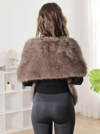 Solid Color Faux Fur Shawl Capelet