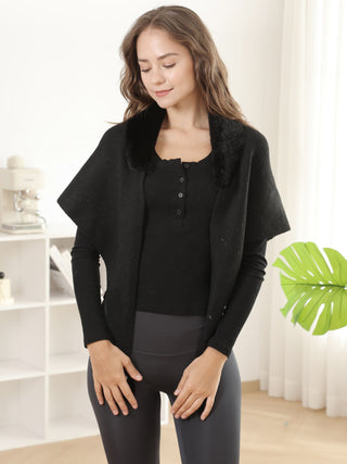 Solid Color Faux Fur Shawl