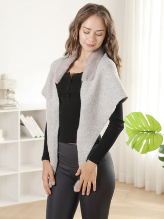 Solid Color Faux Fur Shawl