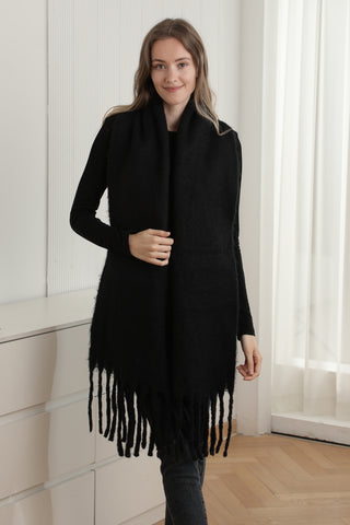 Solid Color Oblong Scarf W/ Fringe