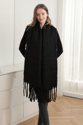 Solid Color Oblong Scarf W/ Fringe