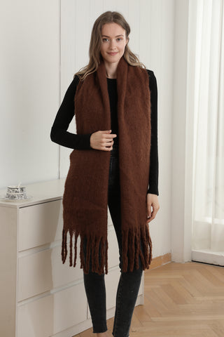 Solid Color Oblong Scarf W/ Fringe