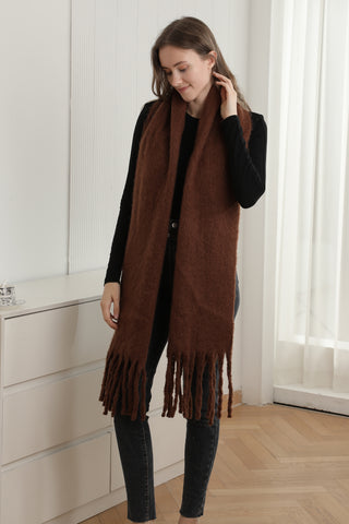 Solid Color Oblong Scarf W/ Fringe