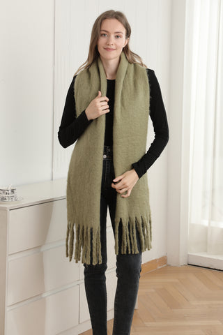 Solid Color Oblong Scarf W/ Fringe