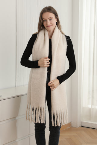 Solid Color Oblong Scarf W/ Fringe