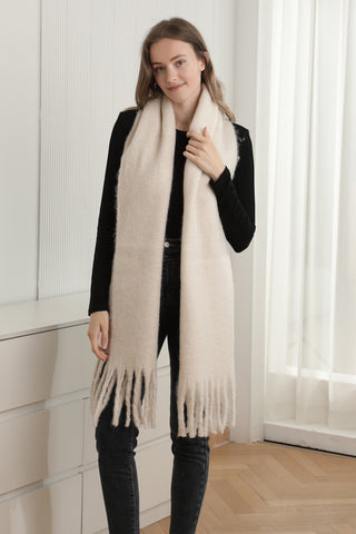 Solid Color Oblong Scarf W/ Fringe