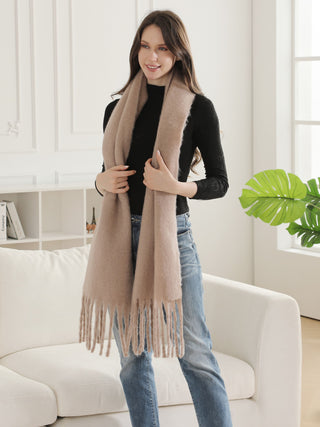 Solid Color Oblong Scarf W/ Fringe