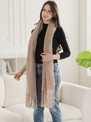 Solid Color Oblong Scarf W/ Fringe
