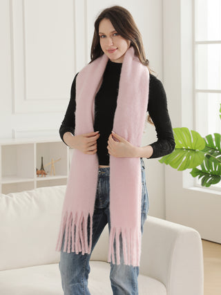 Solid Color Oblong Scarf W/ Fringe