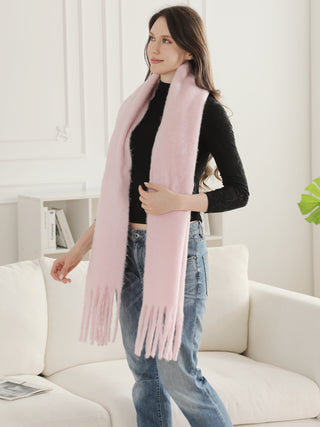Solid Color Oblong Scarf W/ Fringe