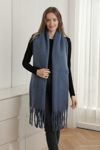 Solid Color Oblong Scarf W/ Fringe