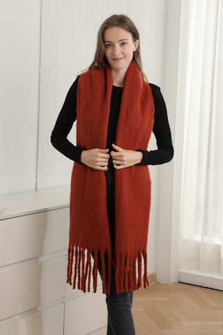 Solid Color Oblong Scarf W/ Fringe