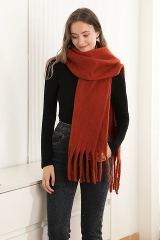 Solid Color Oblong Scarf W/ Fringe