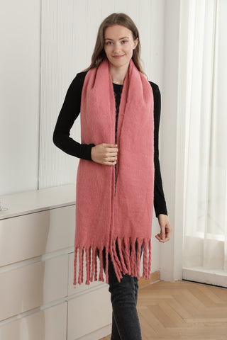 Solid Color Oblong Scarf W/ Fringe