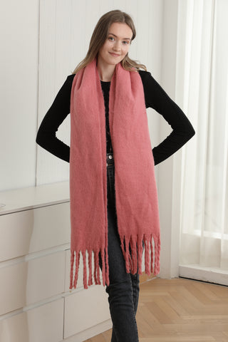 Solid Color Oblong Scarf W/ Fringe