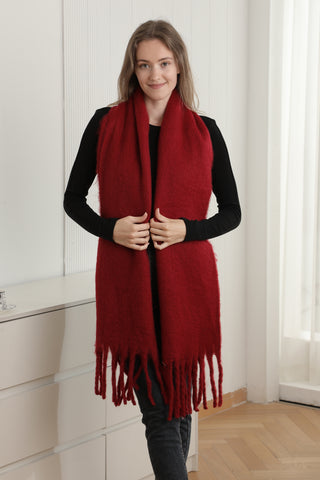 Solid Color Oblong Scarf W/ Fringe