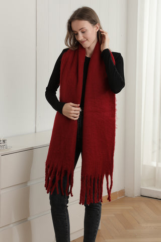 Solid Color Oblong Scarf W/ Fringe